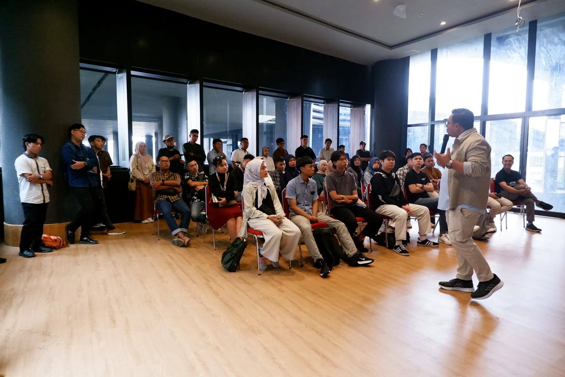 A speaker engaging a room